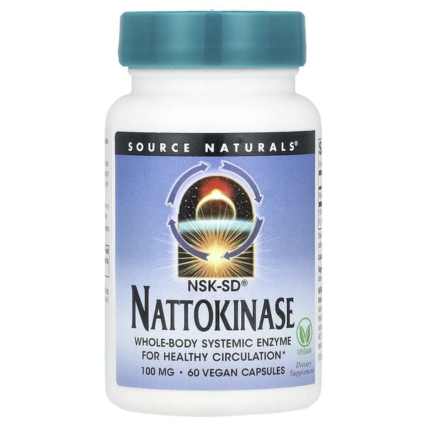 sns01885_v_24.jpg Наттокиназа, 100 мг, 60 веганских капсул — Source Naturals