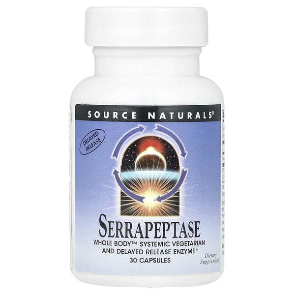 sns01948_v_16.jpg Серрапептаза, 30 капсул (60 000 SPU в 1 капсуле) — Source Naturals