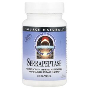 Серрапептаза, 60 капсул (60 000 SPU в 1 капсуле) — Source Naturals
