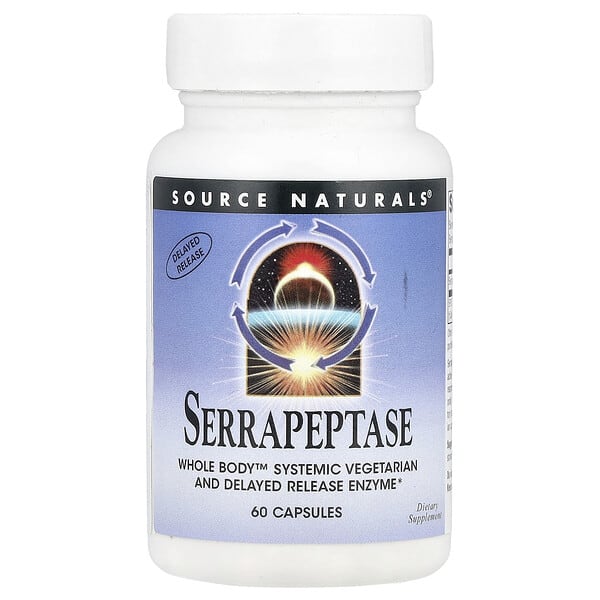 sns01949_v_30.jpg Серрапептаза, 60 капсул (60 000 SPU в 1 капсуле) — Source Naturals