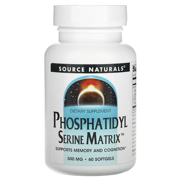 sns01968_v_44.jpg Фосфатидилсериновая матрица, 500 мг, 60 мягких таблеток — Source Naturals