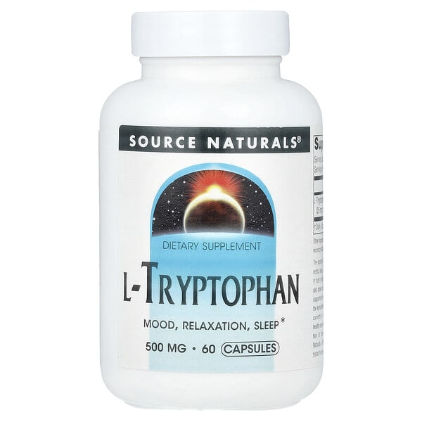 sns01984_v_40.jpg L-триптофан, 500 мг, 60 капсул — Source Naturals