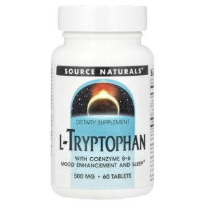 L-триптофан с коэнзимом B6, 60 таблеток — Source Naturals