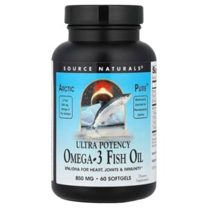 Arctic Pure®, омега-3 рыбий жир, повышенная эффективность, 850 мг, 60 капсул — Source Naturals