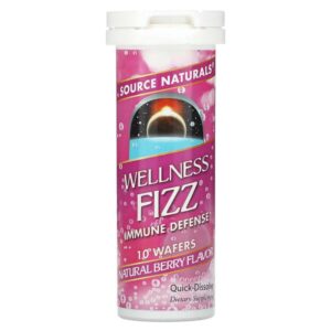 Wellness Fizz, иммунная защита, натуральные ягоды, 10 вафель — Source Naturals