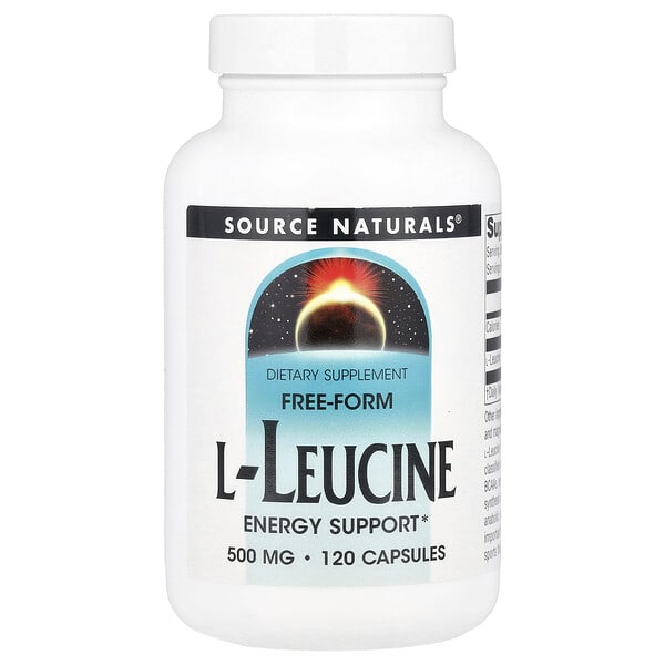 sns02053_v_8.jpg L-лейцин в свободной форме, 500 мг, 120 капсул — Source Naturals