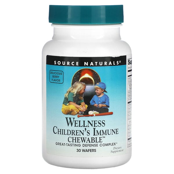 sns02138_v_36.jpg Wellness Children's Immune Chewable™, со вкусом ягод, 30 жевательных таблеток — Source Naturals