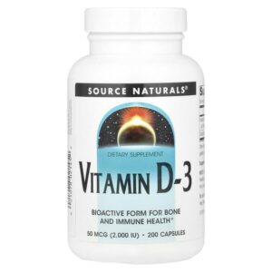Витамин D-3, 50 мкг (2000 МЕ), 200 капсул — Source Naturals