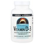 витамин D3, 125 мкг (5000 МЕ), 240 капсул — Source Naturals