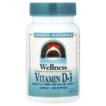 Wellness, витамин D3, 50 мкг (2000 МЕ), 200 мягких таблеток — Source Naturals