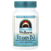 Wellness, витамин D3, 50 мкг (2000 МЕ), 200 мягких таблеток — Source Naturals