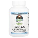 омега-3 для веганов, ЭПК и ДГК из рыбы, 300 мг, 60 веганских капсул — Source Naturals