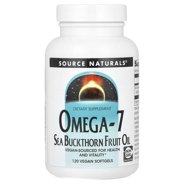 sns02555_v_8.jpg омега-7, масло плодов облепихи, 500 мг, 120 веганских капсул — Source Naturals