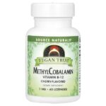 Vegan True, метилкобаламин, с вишневым вкусом, 1 мг, 60 пастилок — Source Naturals