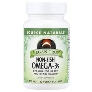 Vegan True®, омега-3 не из рыбы, 300 мг, 30 веганских капсул — Source Naturals
