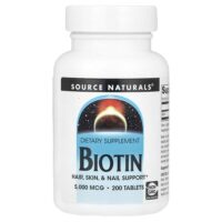 Биотин, 5000 мкг, 200 таблеток — Source Naturals