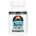 Biotin Fast Melt™, 10 000 мкг, 120 таблеток — Source Naturals