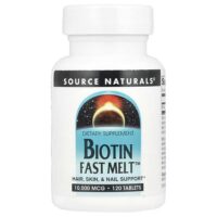 Biotin Fast Melt™, 10 000 мкг, 120 таблеток — Source Naturals