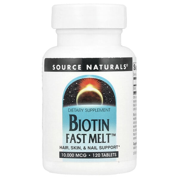sns02767_v_8.jpg Biotin Fast Melt™, 10 000 мкг, 120 таблеток — Source Naturals
