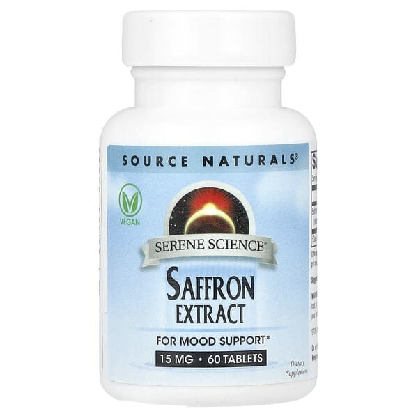 sns02802_v_8.jpg Serene Science®, экстракт шафрана, 15 мг, 60 таблеток — Source Naturals