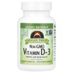 Vegan True®, витамин D3 без ГМО, 50 мкг (2000 МЕ), 120 веганских капсул — Source Naturals