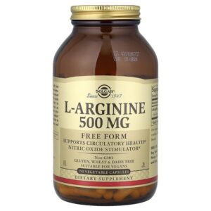 L-аргинин, 500 мг, 250 растительных капсул — Solgar
