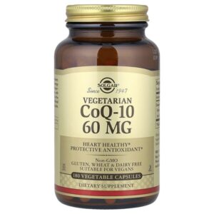 Вегетарианский CoQ-10, 60 мг, 180 растительных капсул — Solgar