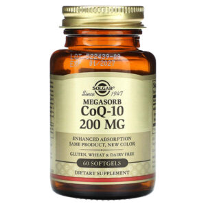 Megasorb CoQ-10, 200 мг, 60 мягких таблеток — Solgar