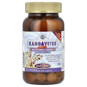 Kangavites, полноценный детский комплекс с витаминами и минералами, со вкусом ягод Bouncin', 120 жевательных таблеток — Solgar