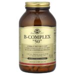 B-Complex 50, витамины группы B, 250 растительных капсул — Solgar