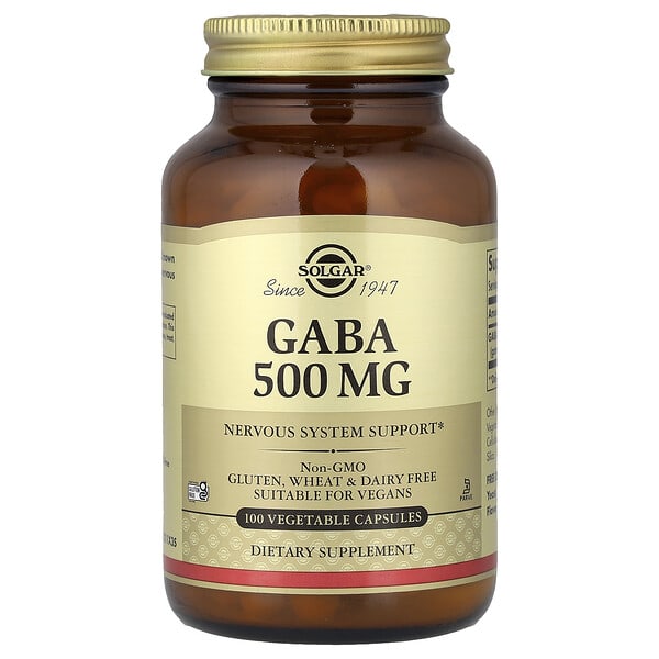 sol01211_v_25.jpg GABA, 500 мг, 100 капсул на растительной основе — Solgar