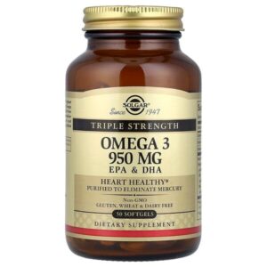 омега-3, ЭПК и ДГК, тройная сила, 950 мг, 50 капсул — Solgar