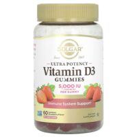 жевательный витамин D3 повышенной эффективности, со вкусом клубники, 125 мкг (5000 МЕ), 60 жевательных таблеток — Solgar