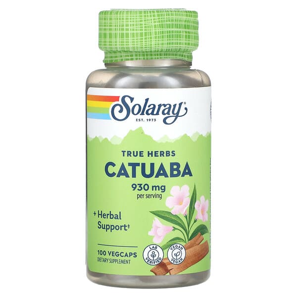 sor01127_v_19.jpg True Herbs, катуаба, 100 растительных капсул (465 мг в капсуле) — Solaray