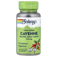 True Herbs, кайенский перец, 515 мг, 100 растительных капсул — Solaray