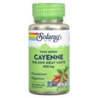 True Herbs, кайенский перец, 450 мг, 100 вегетарианских капсул — Solaray