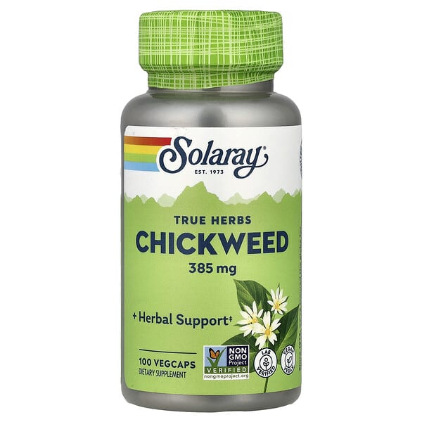 sor01180_v_24.jpg True Herbs, звездчатка, 385 мг, 100 вегетарианских капсул — Solaray
