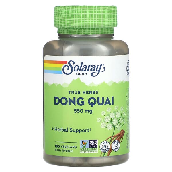 sor01236_v_8.jpg True Herbs, Dong Quai, 550 мг, 180 растительных капсул — Solaray
