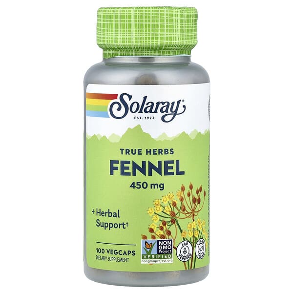 sor01260_v_24.jpg True Herbs, фенхель, 450 мг, 100 растительных капсул — Solaray