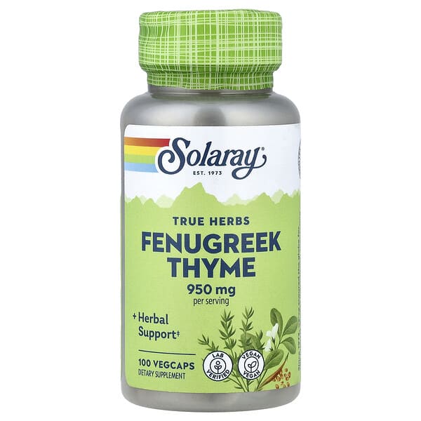 sor01272_v_24.jpg True Herbs, пажитник и чабрец, 100 растительных капсул — Solaray