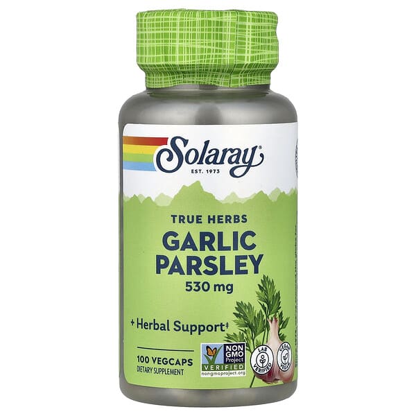 sor01290_v_24.jpg True Herbs, чеснок и петрушка, 100 растительных капсул — Solaray