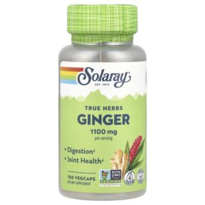 True Herbs, имбирь, 100 растительных капсул (550 мг на капсулу) — Solaray