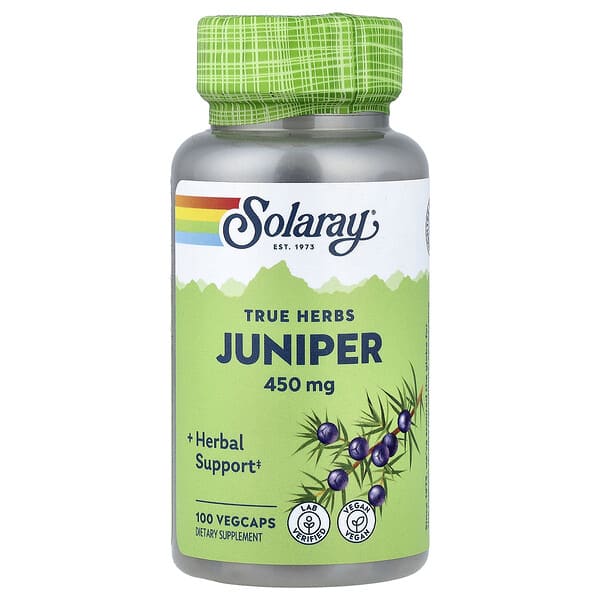 sor01360_v_24.jpg True Herbs, можжевельник, 450 мг, 100 вегетарианских капсул — Solaray