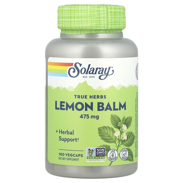 sor01367_v_51.jpg True Herbs, мелисса, 475 мг, 100 вегетарианских капсул — Solaray