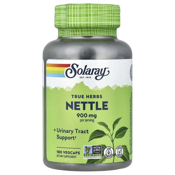 sor01412_v_28.jpg True Herbs, крапива, 180 вегетарианских капсул (450 мг в капсуле) — Solaray