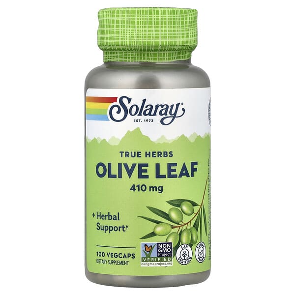 sor01413_v_24.jpg True Herbs, листья оливкового дерева, 410 мг, 100 вегетарианских капсул — Solaray
