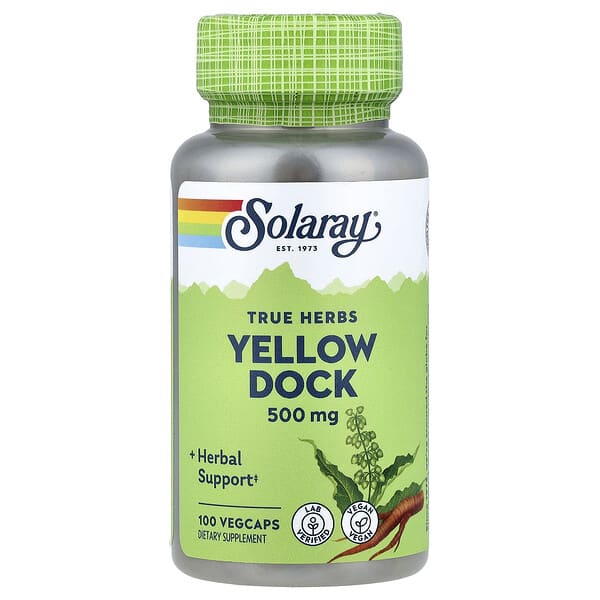 sor01700_v_24.jpg True Herbs, желтый док, 500 мг, 100 растительных капсул — Solaray