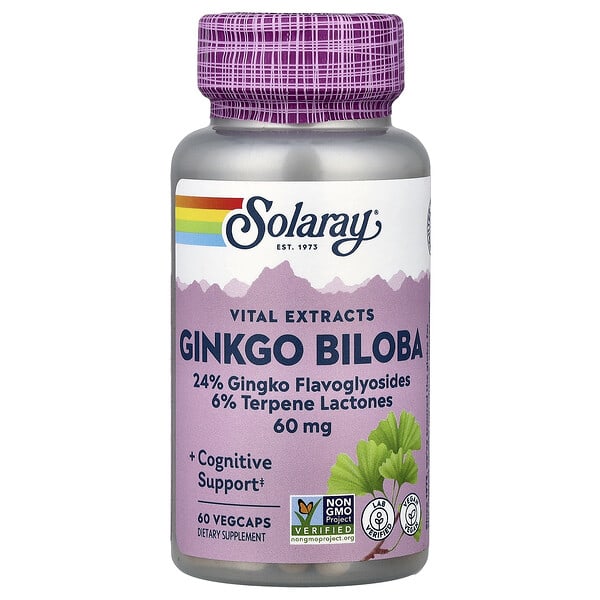 sor03600_v_24.jpg Vital Extracts, гинкго билоба, 60 мг, 60 растительных капсул — Solaray