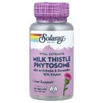 экстракты Vital, фитосомы расторопши с артишоком и одуванчиком, 15% силибина, 60 растительных капсул — Solaray