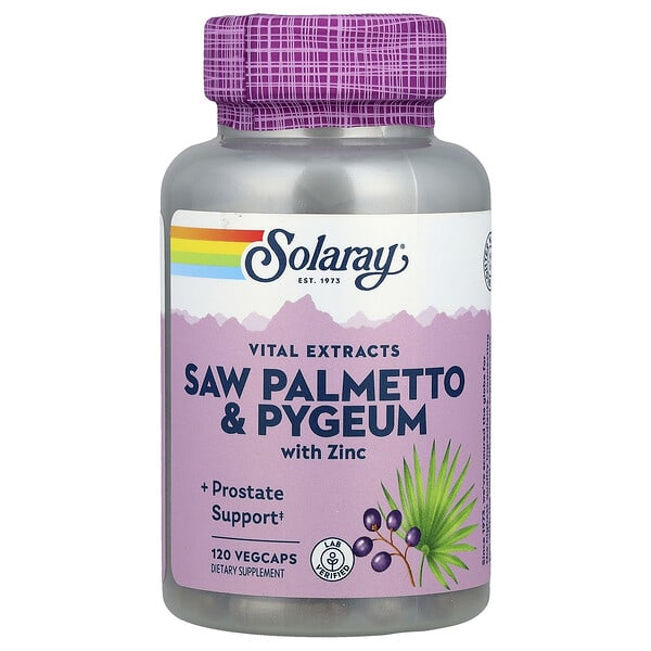 sor03768_v_43.jpg Vital Extracts, сереноа и пигеум с цинком, 120 растительных капсул — Solaray